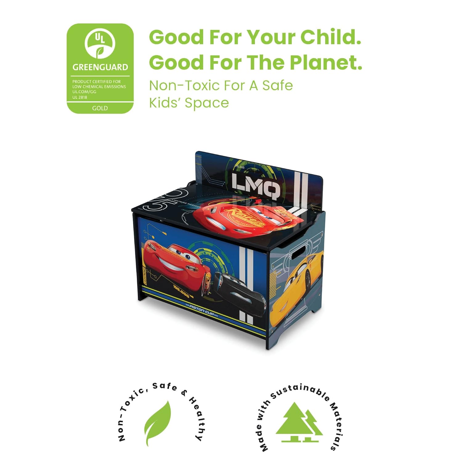 Delta Children Deluxe Toy Box, Disney/Pixar Cars - Image 6