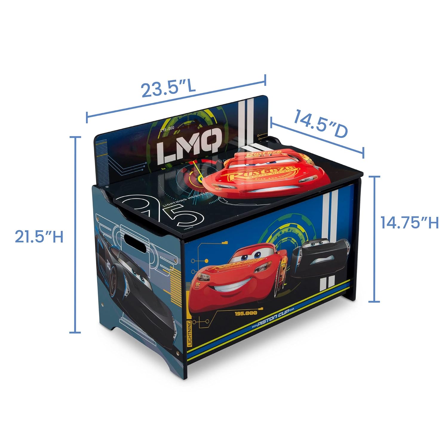 Delta Children Deluxe Toy Box, Disney/Pixar Cars - Image 4