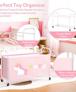 Alternative view of GRANNY SAYS Toy Box for Boys Girls, Extra Large Toy Chest Storage with Wheels, Metal Kids Toy Storage Organizer for Living Room Storage, 135L Toy Bins for Kids Organizer Stuffed Animals, Pink
