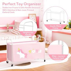 Alternative view of GRANNY SAYS Toy Box for Boys Girls, Extra Large Toy Chest Storage with Wheels, Metal Kids Toy Storage Organizer for Living Room Storage, 135L Toy Bins for Kids Organizer Stuffed Animals, Pink