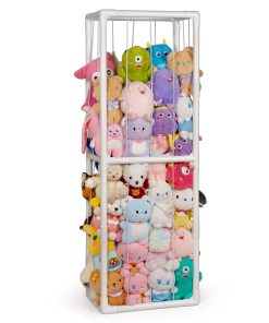 Trycooling Stuffed Animal Storage Zoo Holder Space Save Vertical PVC with Elastic Band and Net for Playroom Bedroom Nursery (White 1) - 1