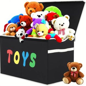 Alternative view of YOLOXO Toy Box Chest, Collapsible Sturdy Storage Bins with Lids, Extra Large Kids Toy Storage Organizer Boxes Bins Baskets for Kids, Boys, Girls, Nursery Room, Playroom, Closet (BLACK)