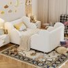 DoCred Toddler Bed, Upholstered Toddler Bed for Girls&Boys,Toddlers Floor Beds,Soft Kid Bed for Aged 3-7 Years Old, Crib Size - 1