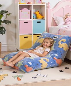 Alternative view of BRINJOY Kids Bean Bag Chair Bed, 3 in 1 Memory Foam Filled Bean Bag Sofa with Removable Cover for Playroom Daycare Bedroom, Toddlers Lazy Floor Mattress Lounger for Boys Girls, Glowing Dinosaur