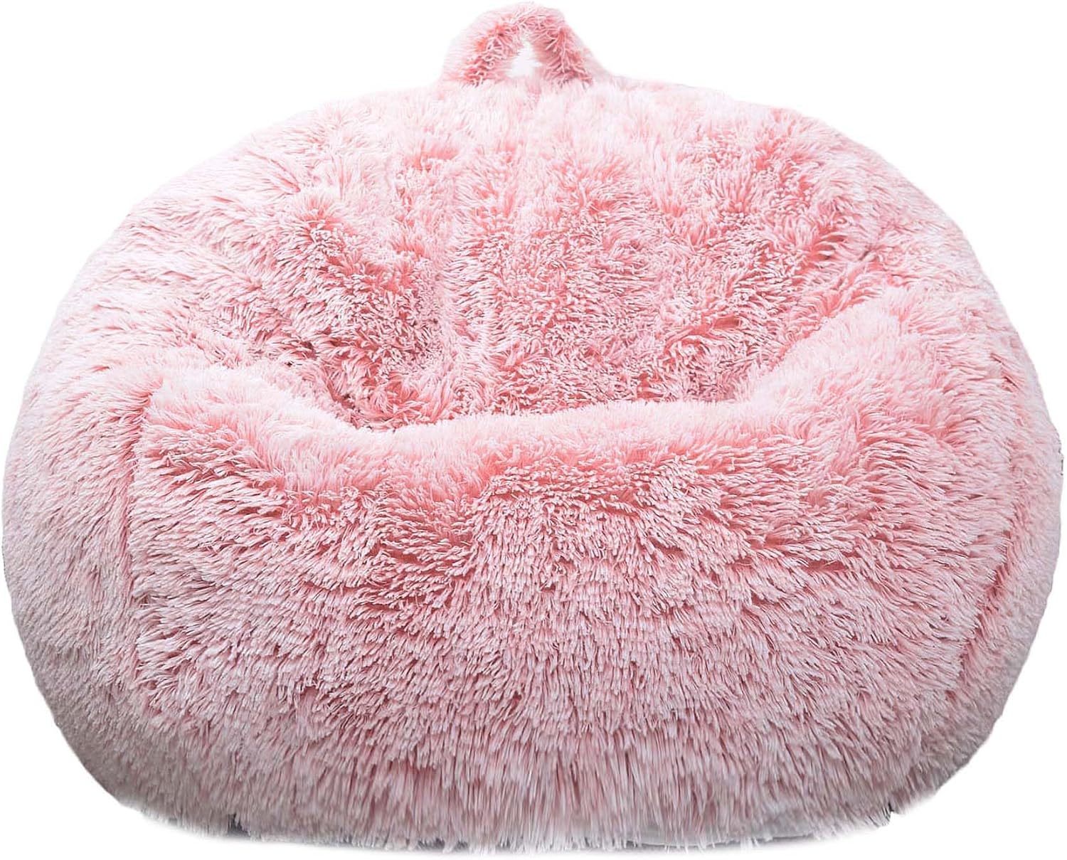 Fluffy Bean Bag Chair for Kids, 2.5FT Round Memory Foam Filled Bean Bag for Teens & Kids, Ultra Soft Faux Fur Fabric Bean Bag Chairs for Playroom, Living Room, Bedroom,Pink - Image 2