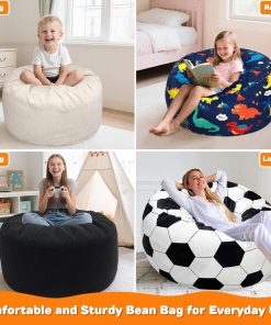 Alternative view of Lukeight Soccer Bean Bag Chair for Kids and Teens, Memory Foam Filled Floor Lounger, Washable Velvet Cover with Inner Liner, Beanbag Chair with Filling for Gaming and Reading, Large 27" D x 16" H