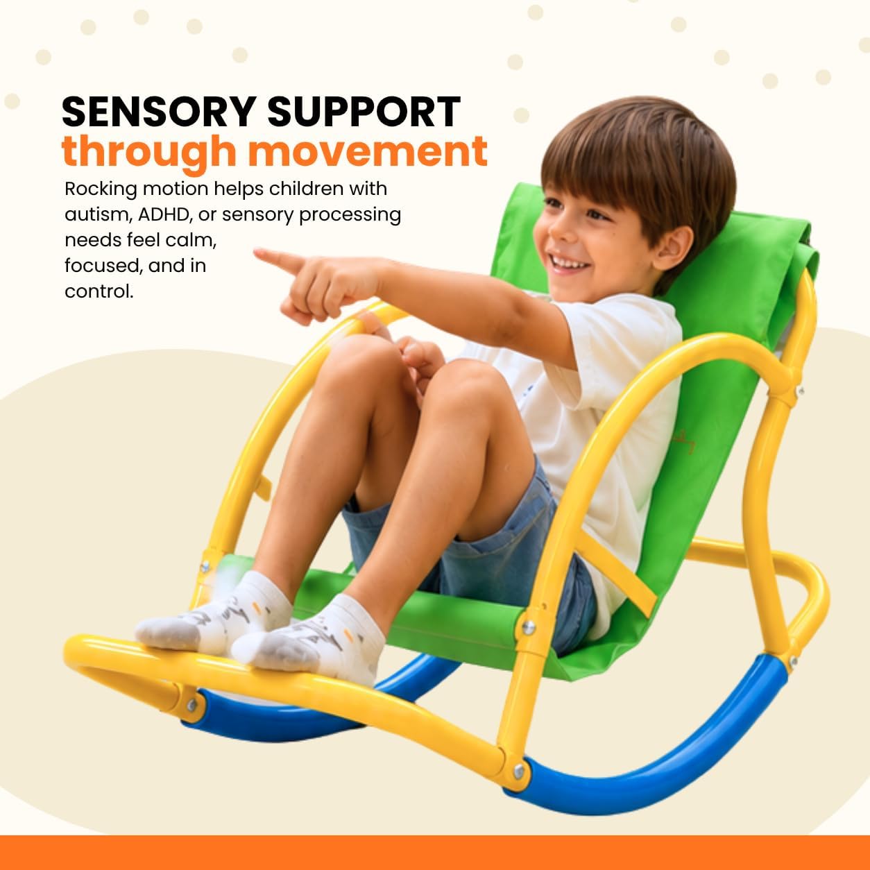 Calming Sensory Rocking Chair for Kids – Balance Seat for Focus, Relaxation & Play | Indoor Outdoor Therapy Chair for Autism, ADHD & Active Kids - Image 3