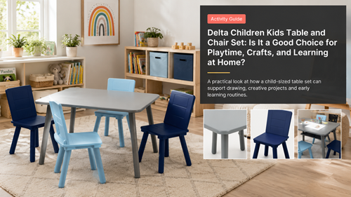 Delta Children Kids Table and Chair Set with four chairs for crafts play and learning