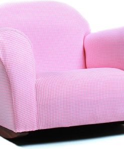 Gingham Rocking Chair for Kids – Soft Microsuede Upholstery, Sturdy Wooden Frame, Ergonomic Padded Seat, Smooth Rocking Motion, Easy to Clean, Ages 2–5, Perfect for Bedrooms & Playrooms. - 1