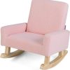 HONEY JOY Toddler Rocking Chair, Kids Rocker with Solid Wood Legs & Linen Fabric, Anti-Tipping Design, Toddler Couch for Kids Room, Playroom, Nursery, Bedroom (Pink) - 1