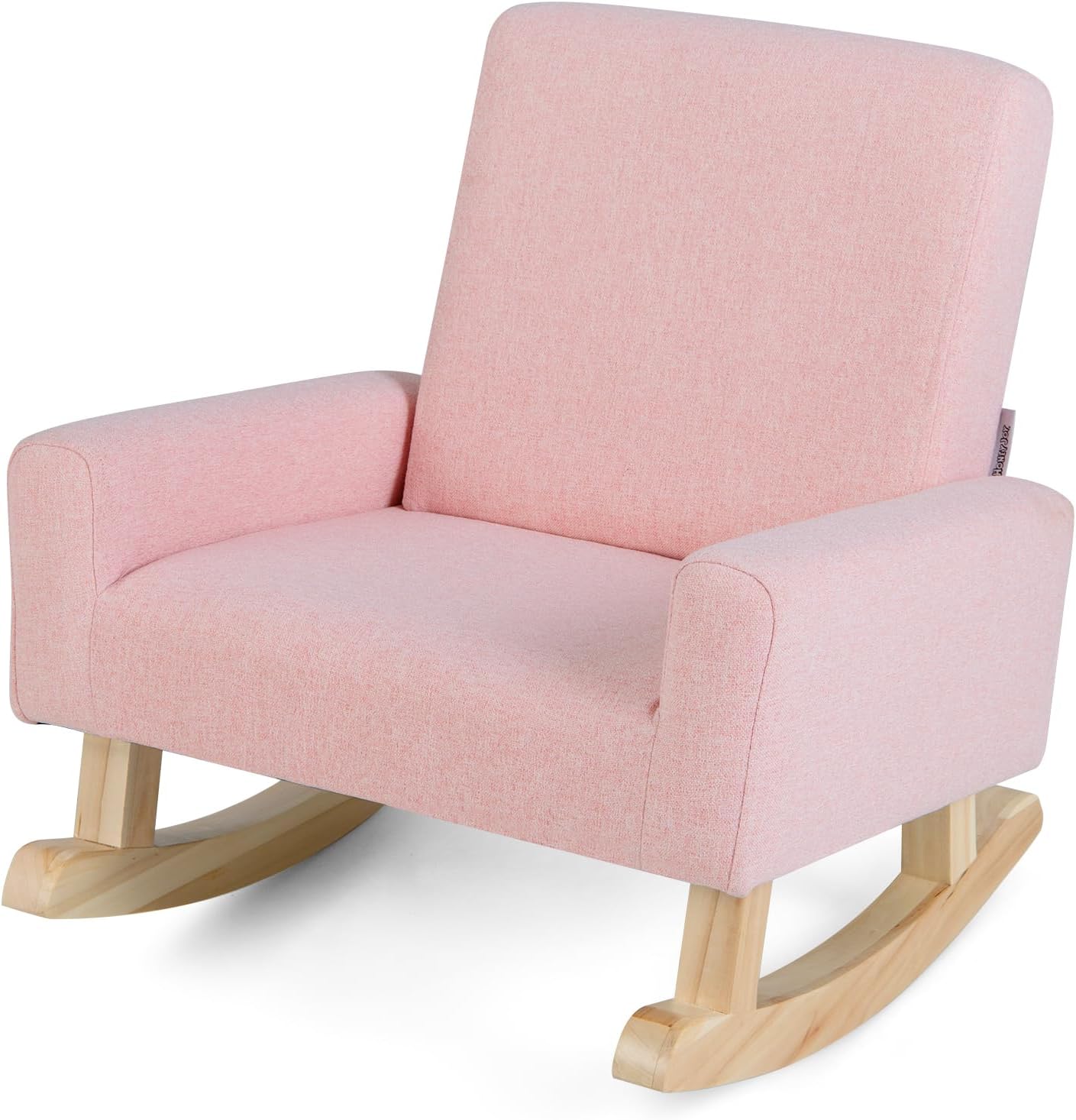 HONEY JOY Toddler Rocking Chair, Kids Rocker with Solid Wood Legs & Linen Fabric, Anti-Tipping Design, Toddler Couch for Kids Room, Playroom, Nursery, Bedroom (Pink) - Image 2