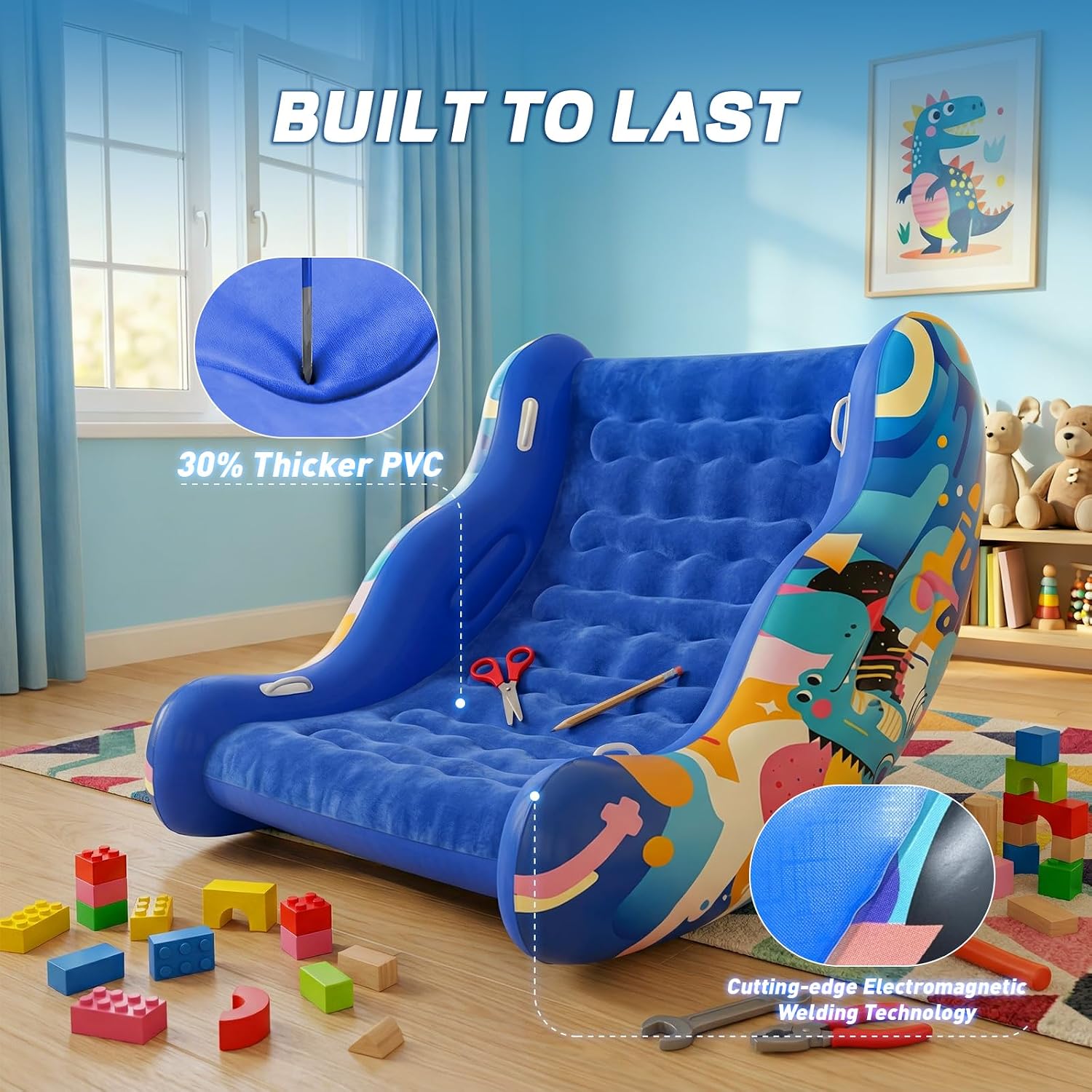 Inflatable Sensory Chair for Autistic Kids – Toddler Rocking Chair for Sensory Seeking, ADHD & Calming – Blow Up Crash Pad for Deep Pressure Therapy in Sensory Room, Birthday Gifts for Boys Girls - Image 6