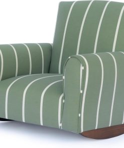 Kid Rocking Chair for Toddlers, Child Chair for Little Kids, Upholstered Toddler Armchair for Children, Comfy and Cute Little Kid Chairs (Rockers, Green Stripe) - 1