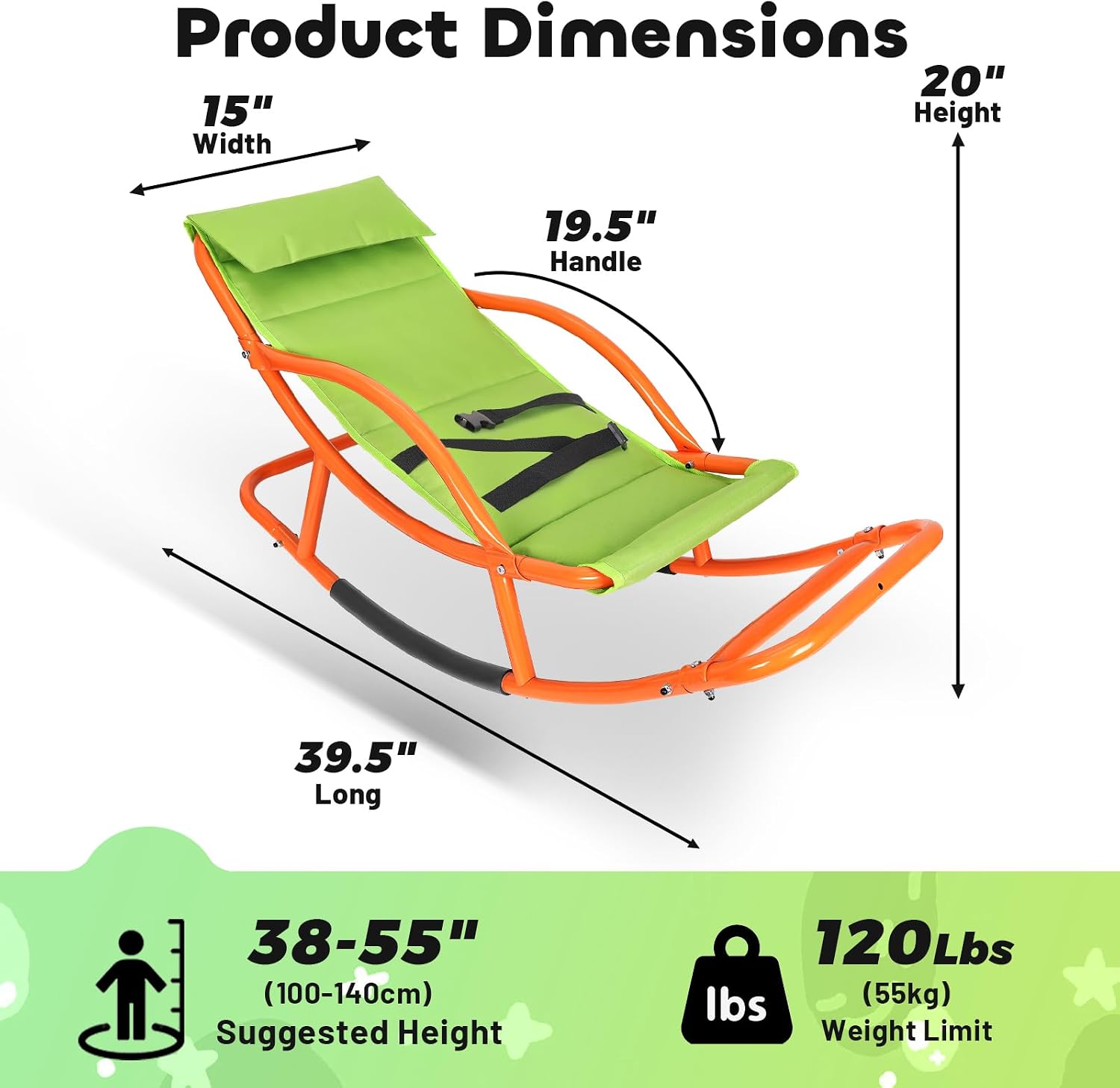Large Size Kids Sensory Rocking Chair for Children Under 55 Inches Tall, Autism and ADHD Balance Seat Helps Kids Relax, Focus and Play, Indoor & Outdoor Rocker for Bedroom, Nursery and Sensory Room - Image 7