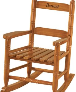 Miles Kimball Personalized Child's Natural Rocker -Wood, Black Font - 1