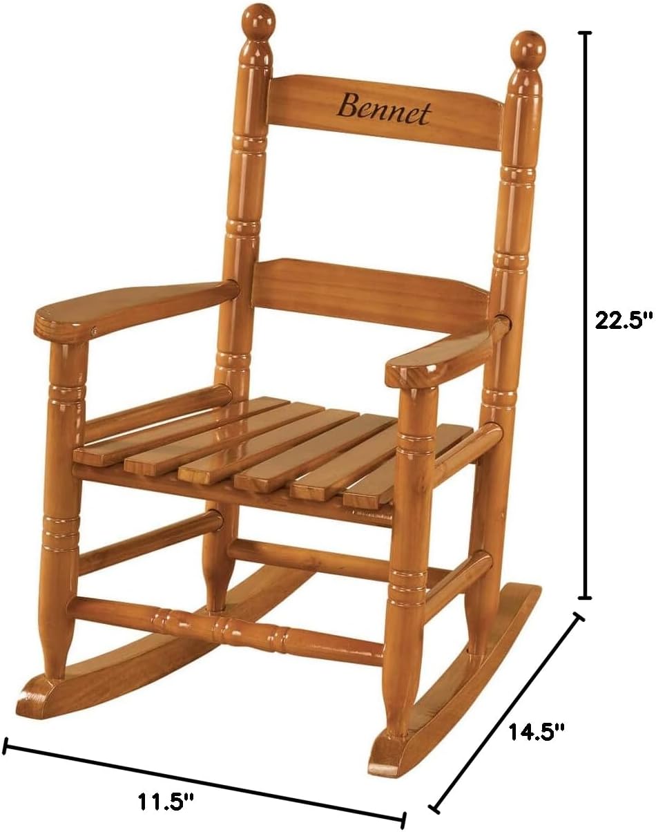 Miles Kimball Personalized Child's Natural Rocker -Wood, Black Font - Image 5