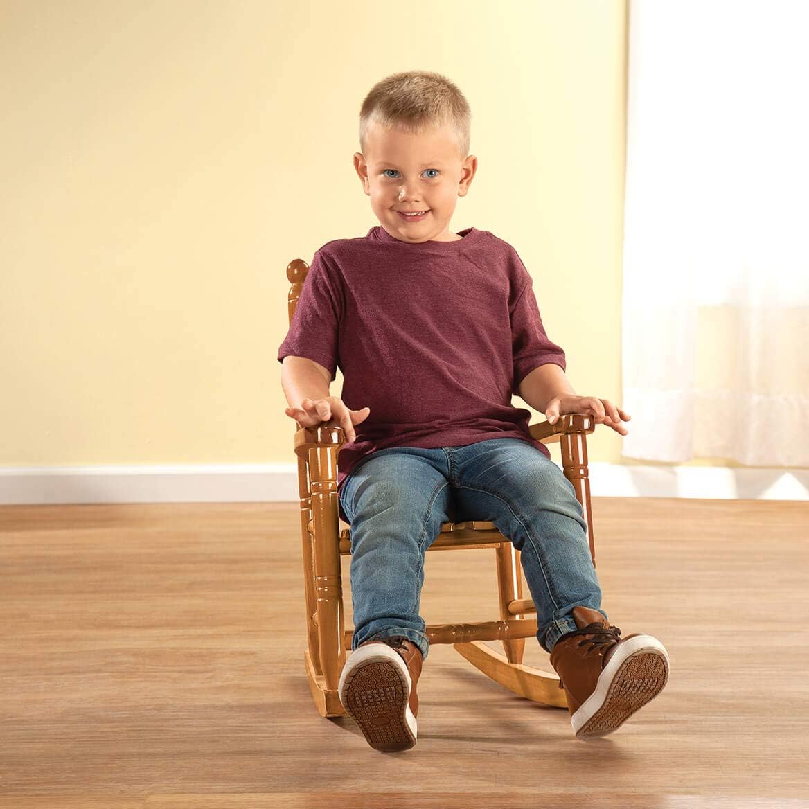 Miles Kimball Personalized Child's Natural Rocker -Wood, Black Font - Image 4