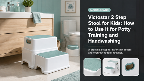 Victostar 2 Step Stool for Kids used for supervised potty training and handwashing