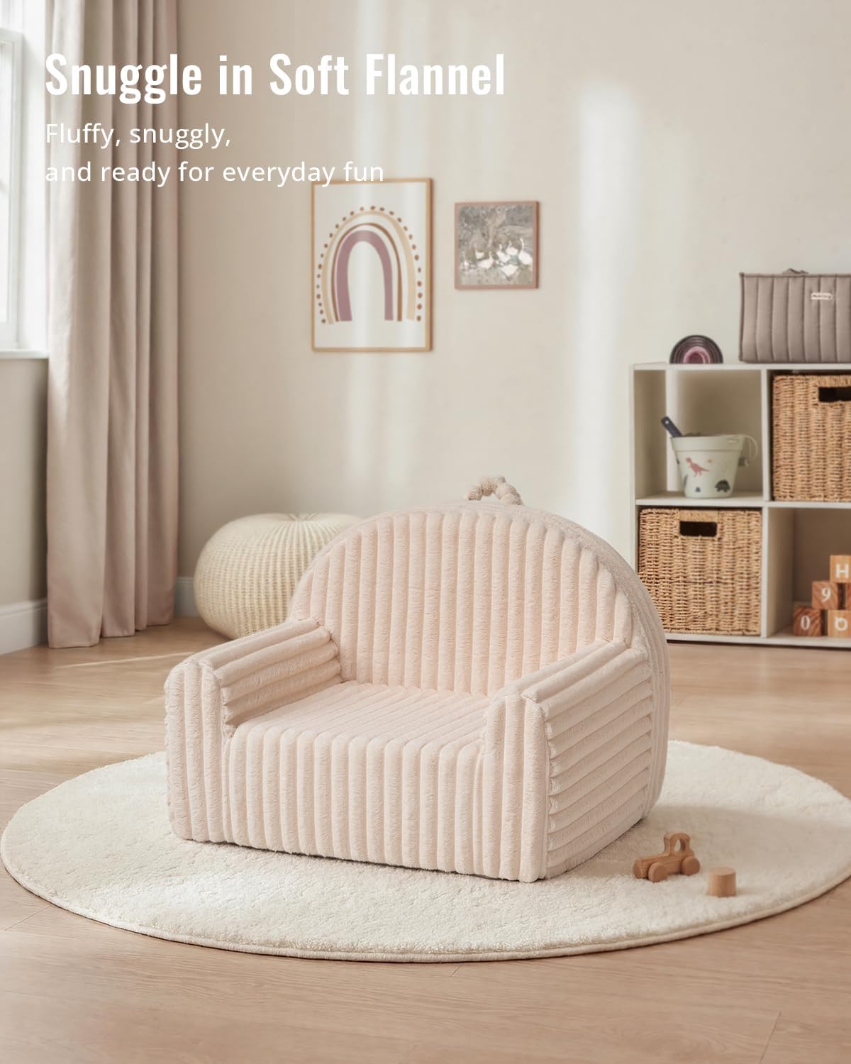 Blissful Diary Kids Chair, Soft Kids Armchair, Comfortable Kids Couch Sofa for Reading Playing, Kids Furniture for Boys and Girls Gift,Cream White - Image 2