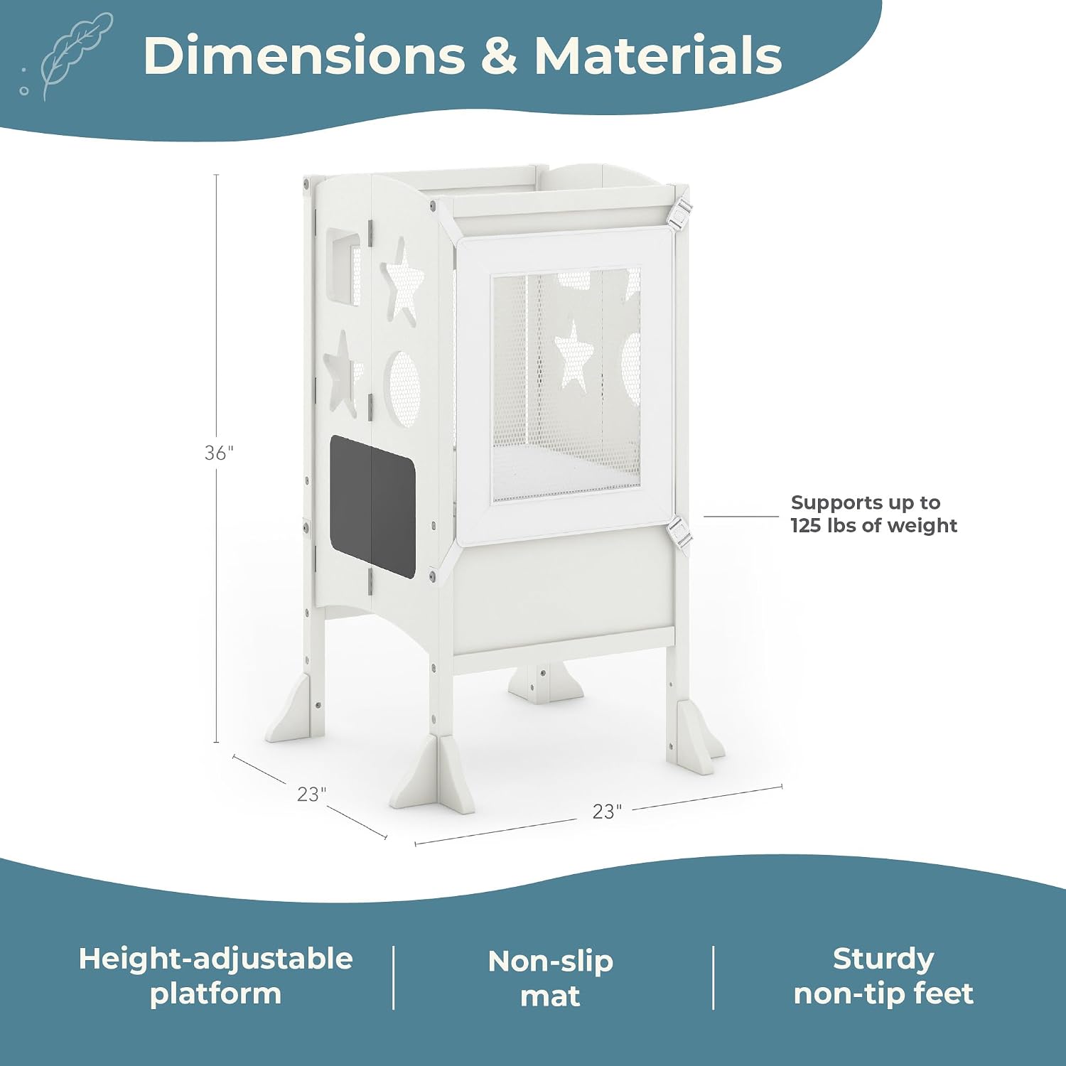 Guidecraft Classic Kitchen Helper® Stool - Ivory: Foldable Toddler Tower with Adjustable Height Platform | Premium Learning Montessori Collapsible Step Stool for Kids - Image 9