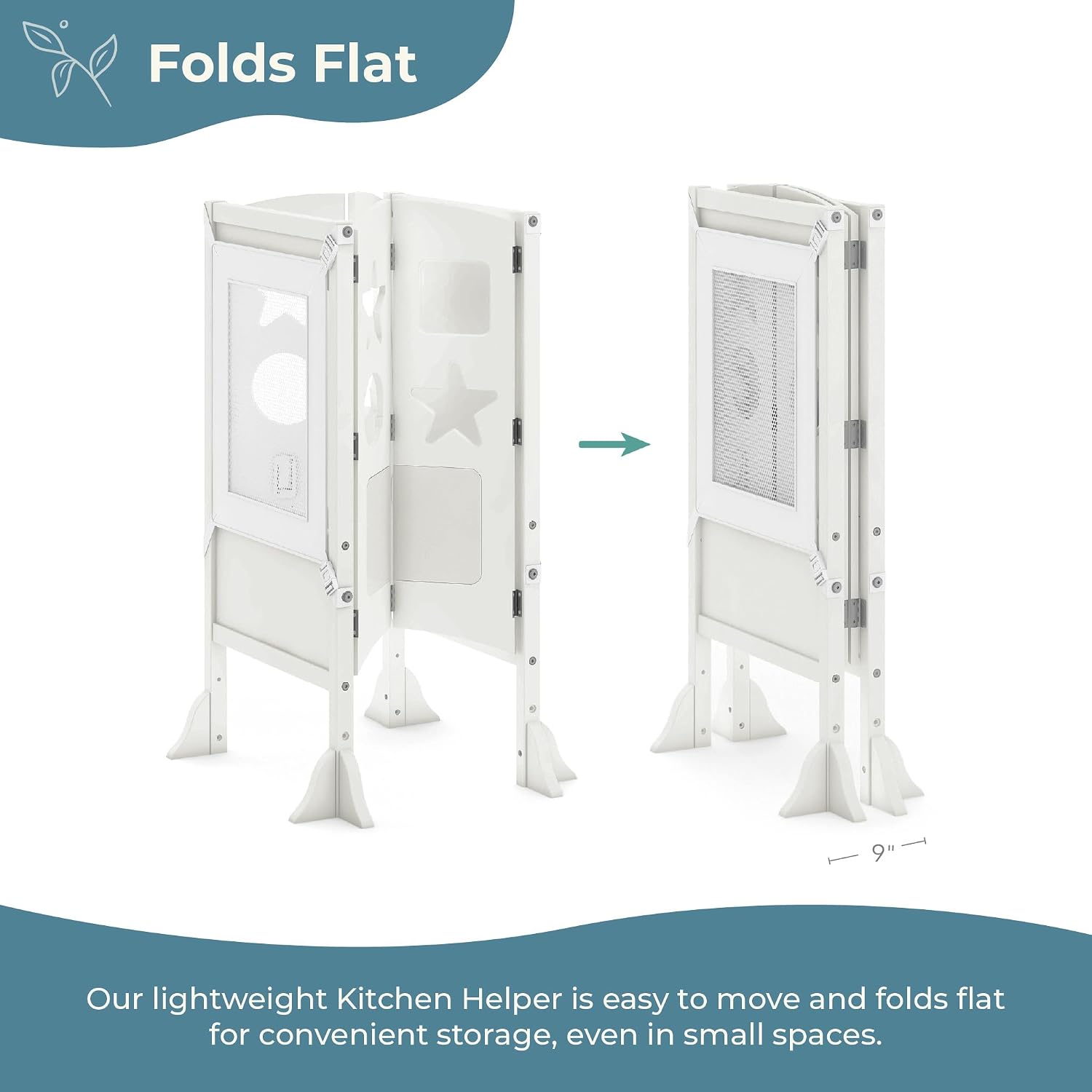 Guidecraft Classic Kitchen Helper® Stool - Ivory: Foldable Toddler Tower with Adjustable Height Platform | Premium Learning Montessori Collapsible Step Stool for Kids - Image 4