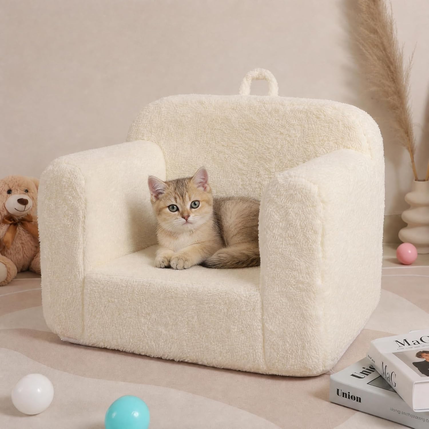 MOMCAYWEX Kids Snuggly-Soft Sherpa Chair, Comfy Sofa Chair, Cream - Image 5