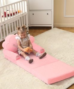 Alternative view of MOONBEEKI Toddler Sofa Chair Comfy, Foldable Princess Couch for Girl, Pink