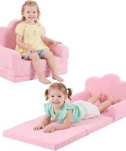 Tiita Kids Sofa, 2-in-1 Soft Toddler Couch Fold Out, Cloud-Like Comfy Couch Toddler Reading Chair with Carrying Handle Washable Cover, Kids Furniture for Boys and Girls - 1
