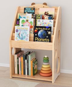 Woodtoe 5 Tier Montessori Bookshelf with Toy Storage, Large Toddler Bookshelf with Chalkboard, Baby Bookcase Book Display Shelve for Kids Bedroom, Nursery, Classroom, Kids Furniture for Boys Girls 1+ - 1