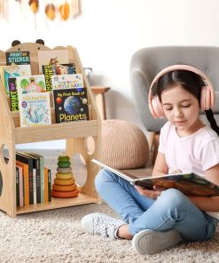 Alternative view of Woodtoe 5 Tier Montessori Bookshelf with Toy Storage, Large Toddler Bookshelf with Chalkboard, Baby Bookcase Book Display Shelve for Kids Bedroom, Nursery, Classroom, Kids Furniture for Boys Girls 1+